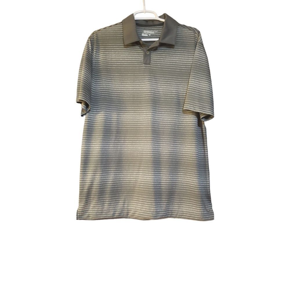 Nike Golf Dri Fit Tour Performance Men's Polo Gray/Gray Stripe Size Large EUC
